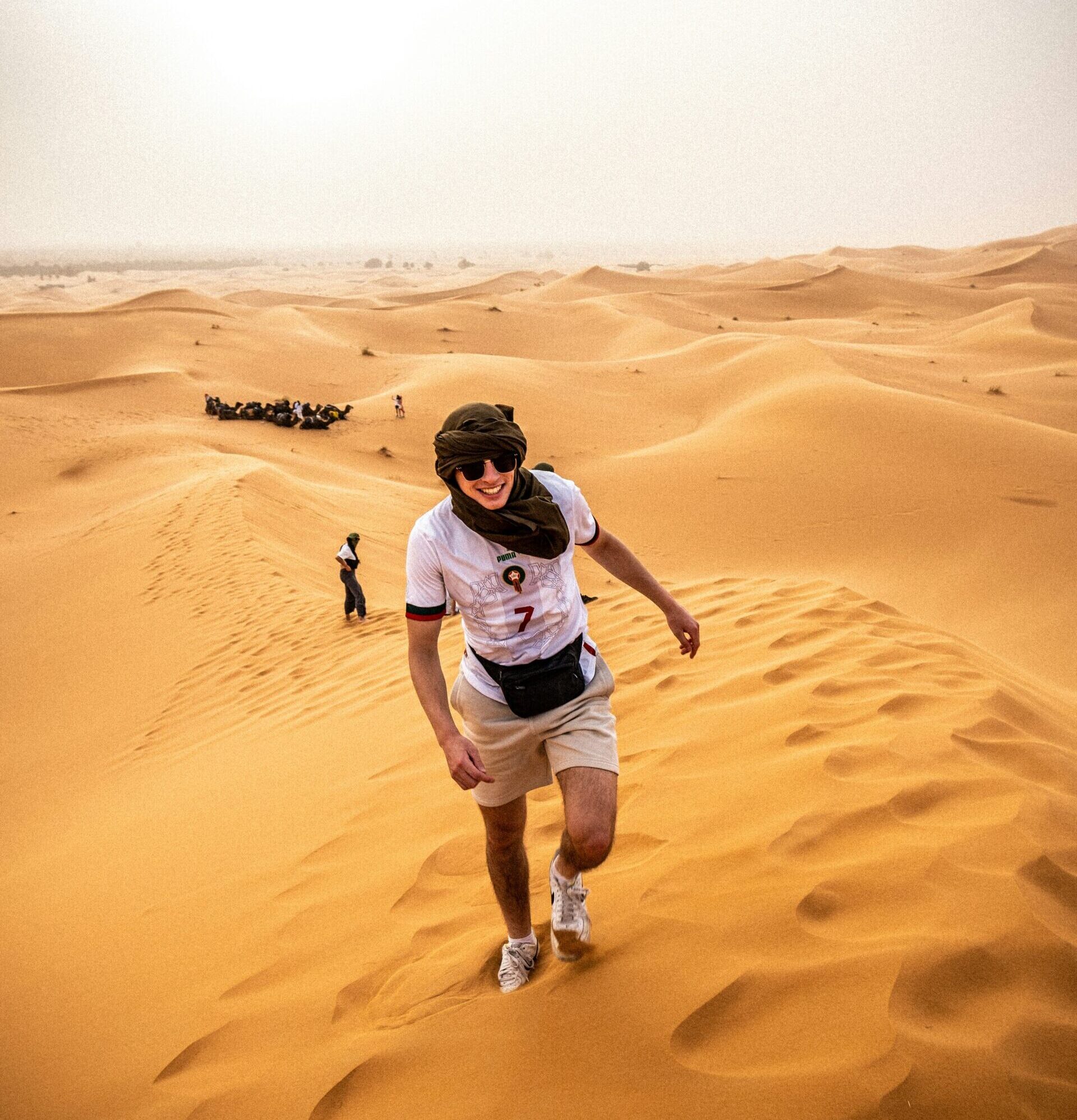 Sahara desert walking experience in Merzouga Morocco dunes
